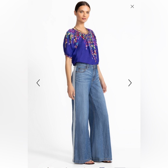 Johnny Was - The Blanket Stitch Wide Leg Jean, NWT, Size 32